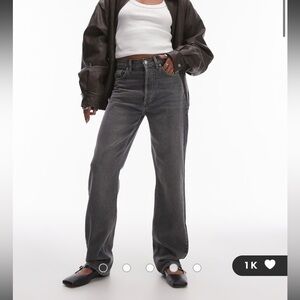 Topshop Kort Gray Straight Leg Jeans